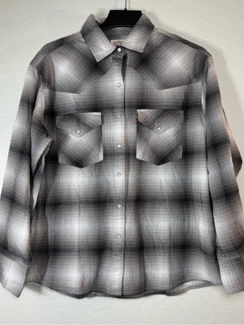 Levi's Gradient Black & White Plaid‎ Western Shirt